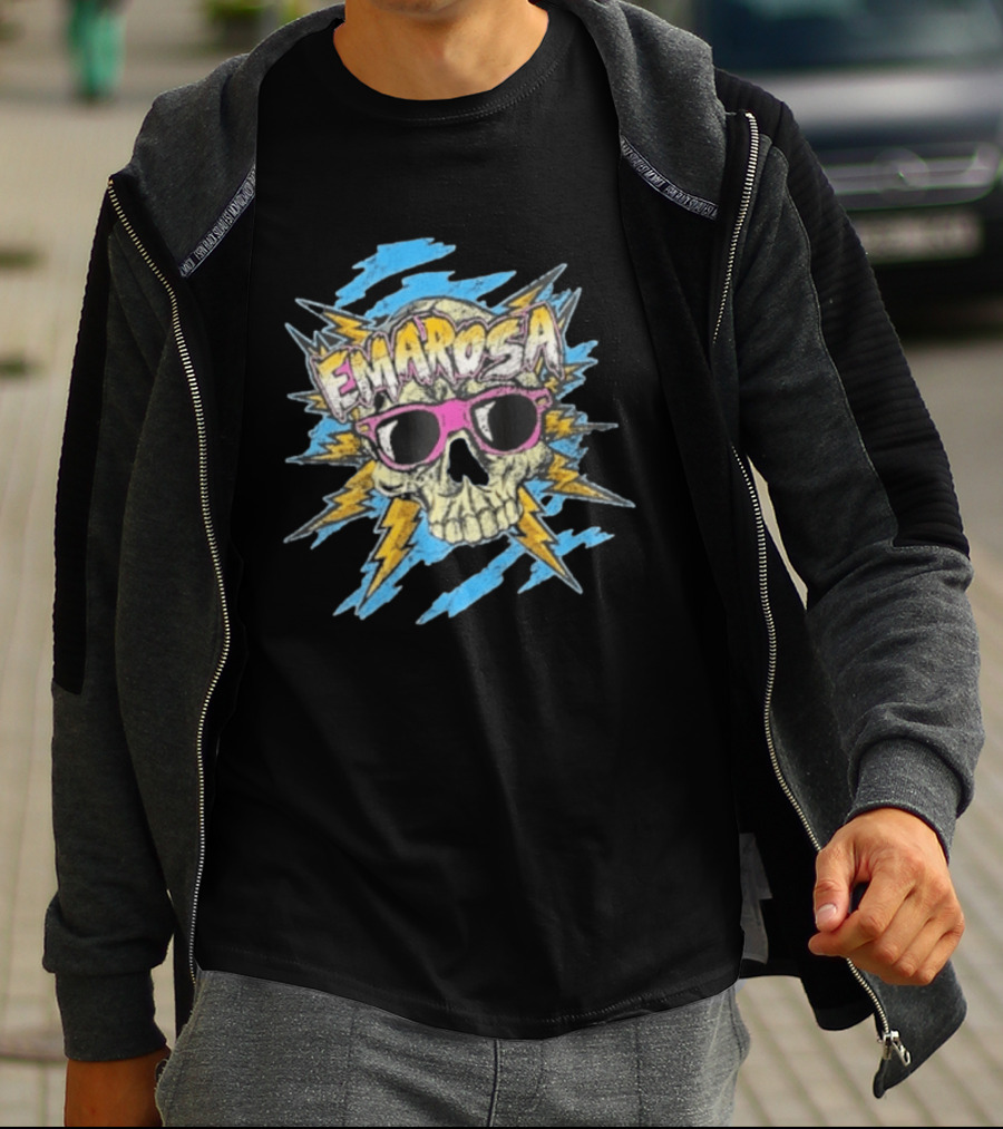 Emarosa Skull With Sunglasses And Lightning Burst T-Shirt