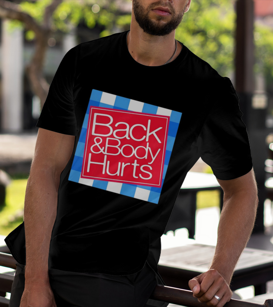 Back And Body Hurts Blue Gingham Square Red T-Shirt