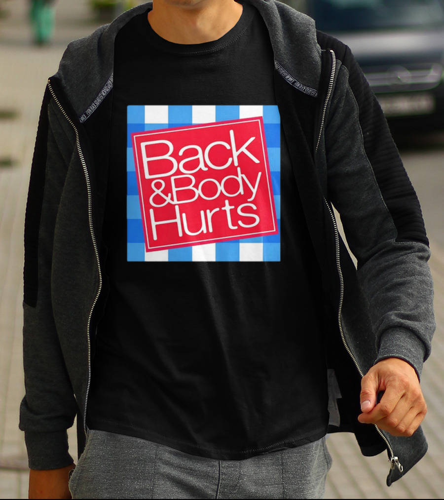 Back And Body Hurts Blue Gingham Square Red T-Shirt
