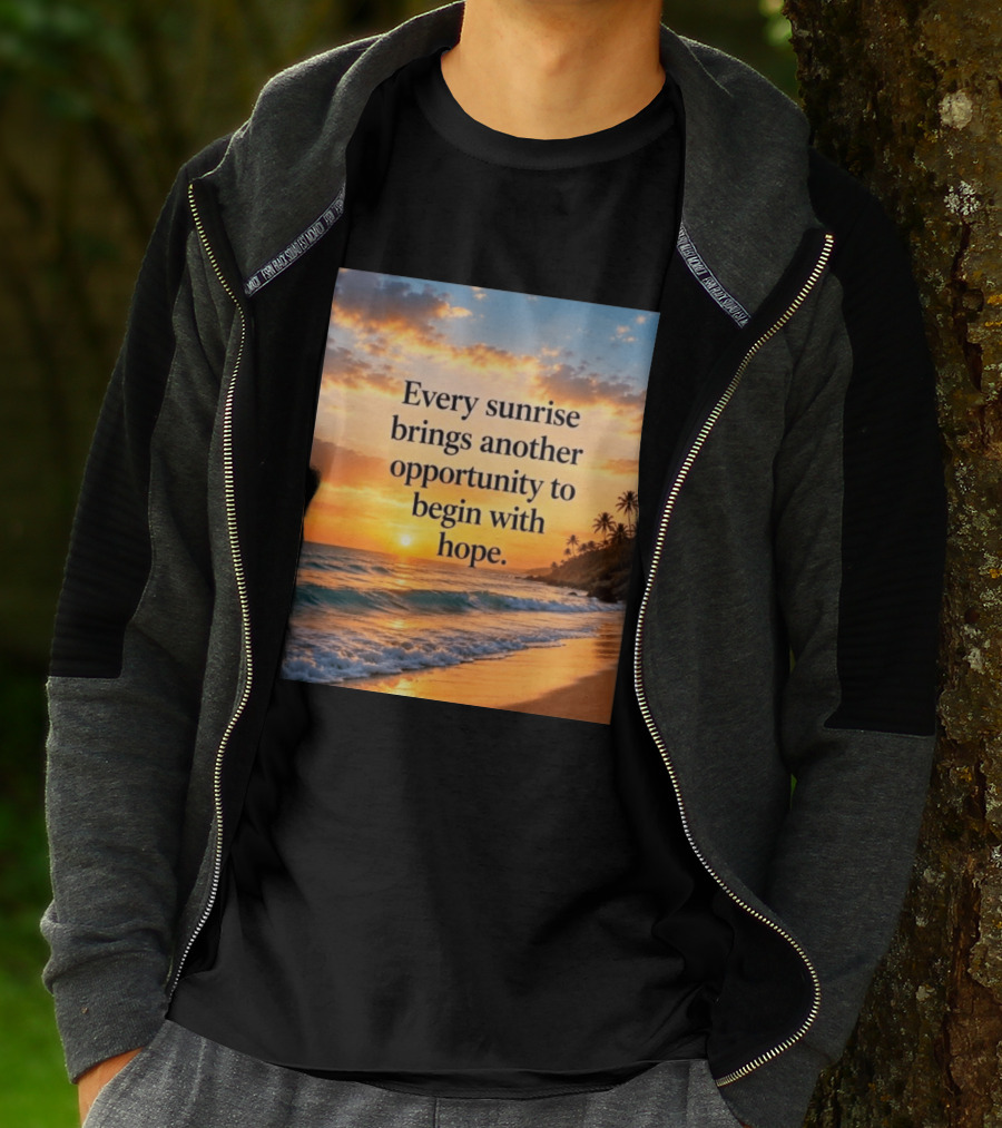 Every Sunrise Brings Another Opportunity To Begin With Hope Scenic Beach View T-Shirt