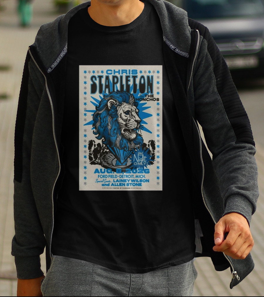 Chris Stapleton The Honchos Ford Field Detroit Aug 08 2026 Special Guests Lainey Wilson Allen Stone T-Shirt