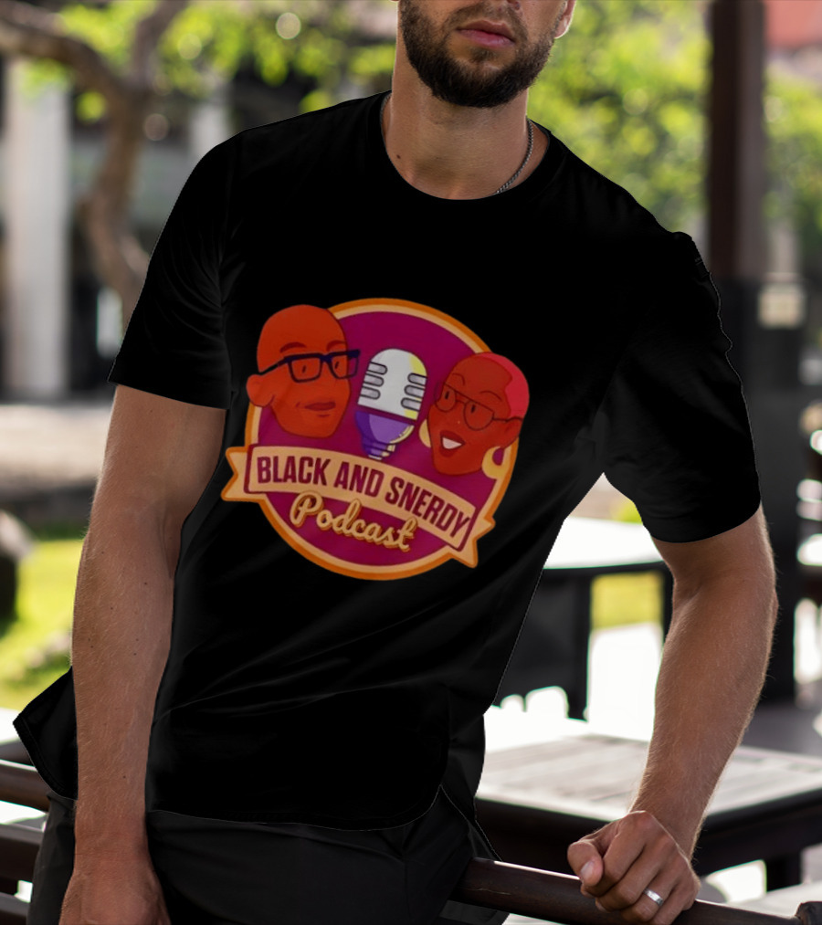 Black And Snerdy Podcast Hosts Microphone T-Shirt