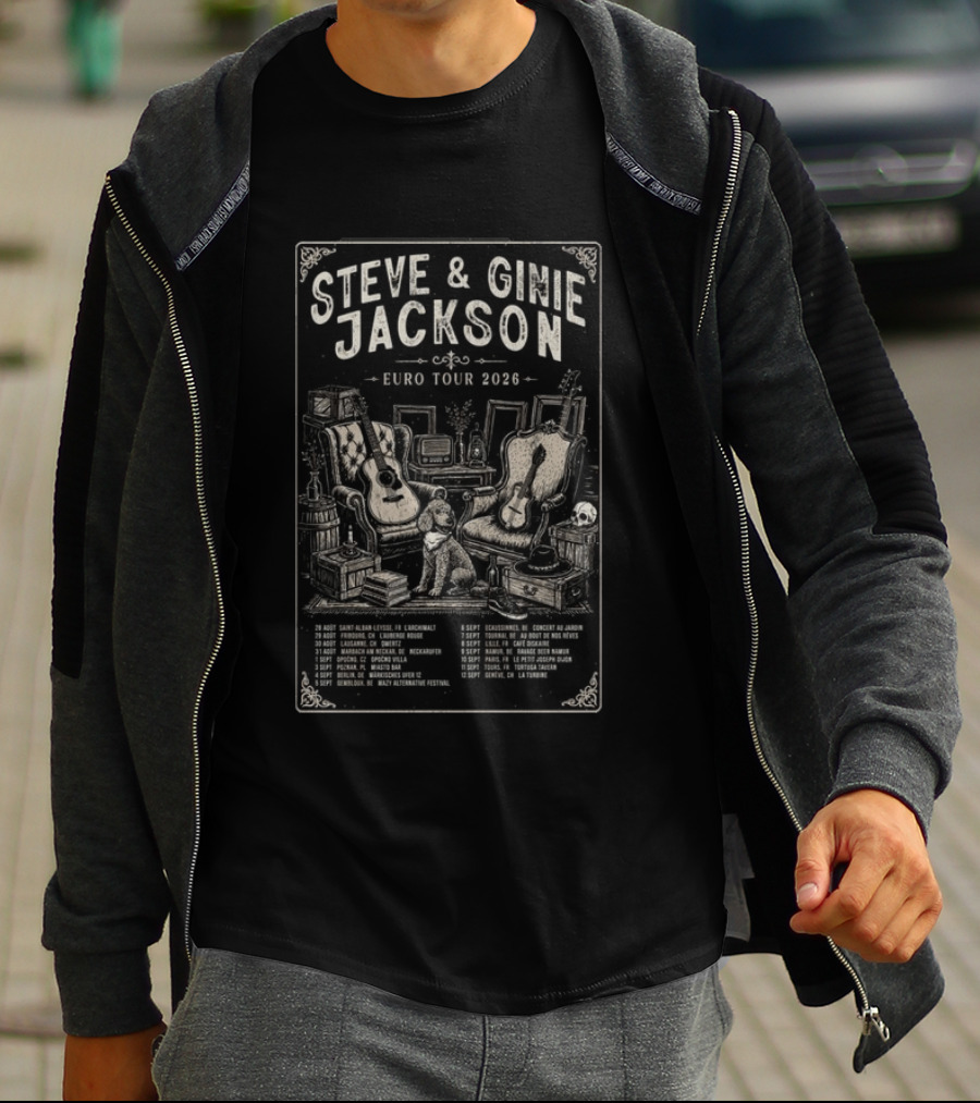 Steve & Ginie Jackson Euro Tour 2026 Collectible Concert August To October Tour Dates T-Shirt