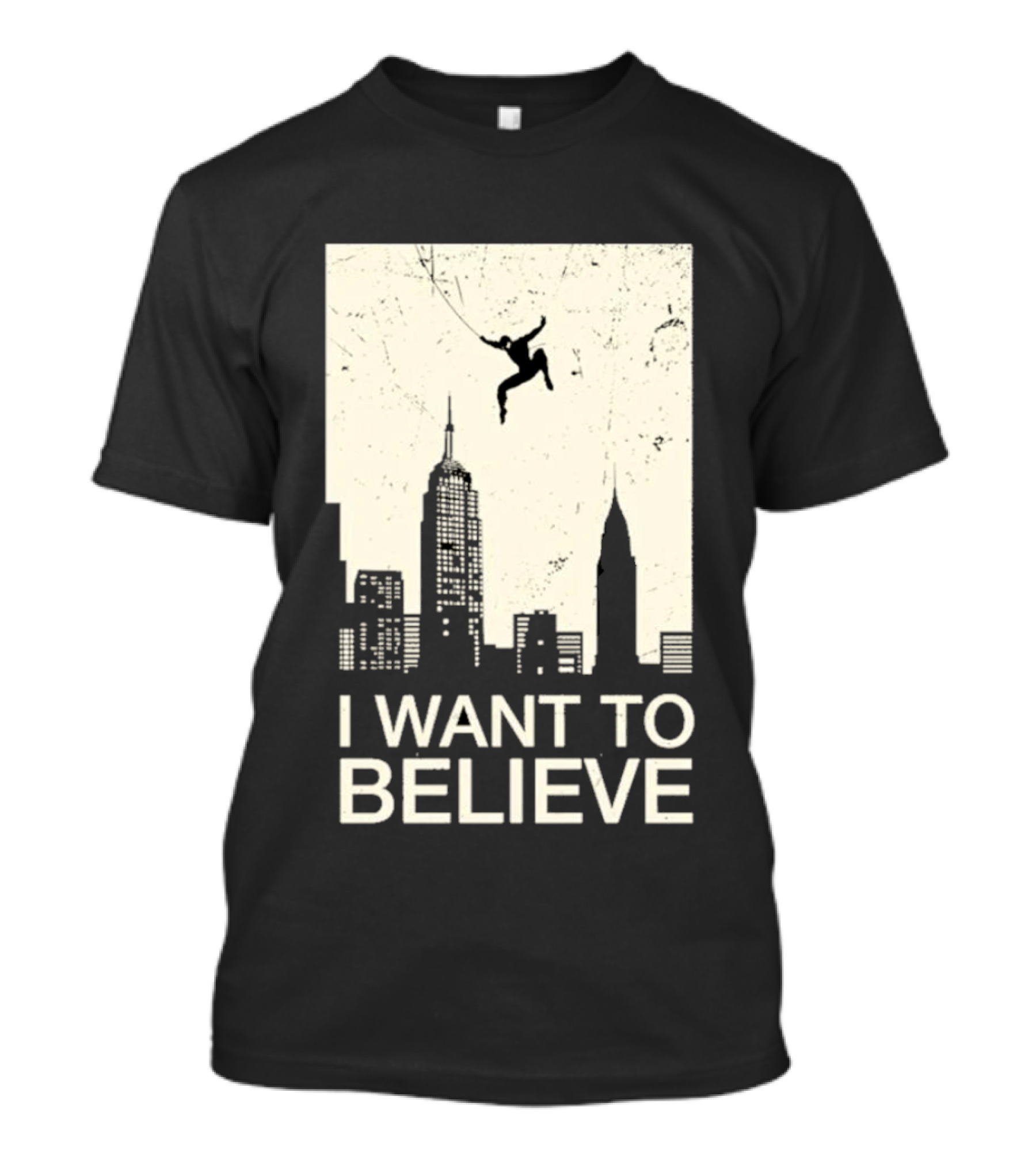 Friking I Want To Believe Swinging Hero Cityscape T-Shirt