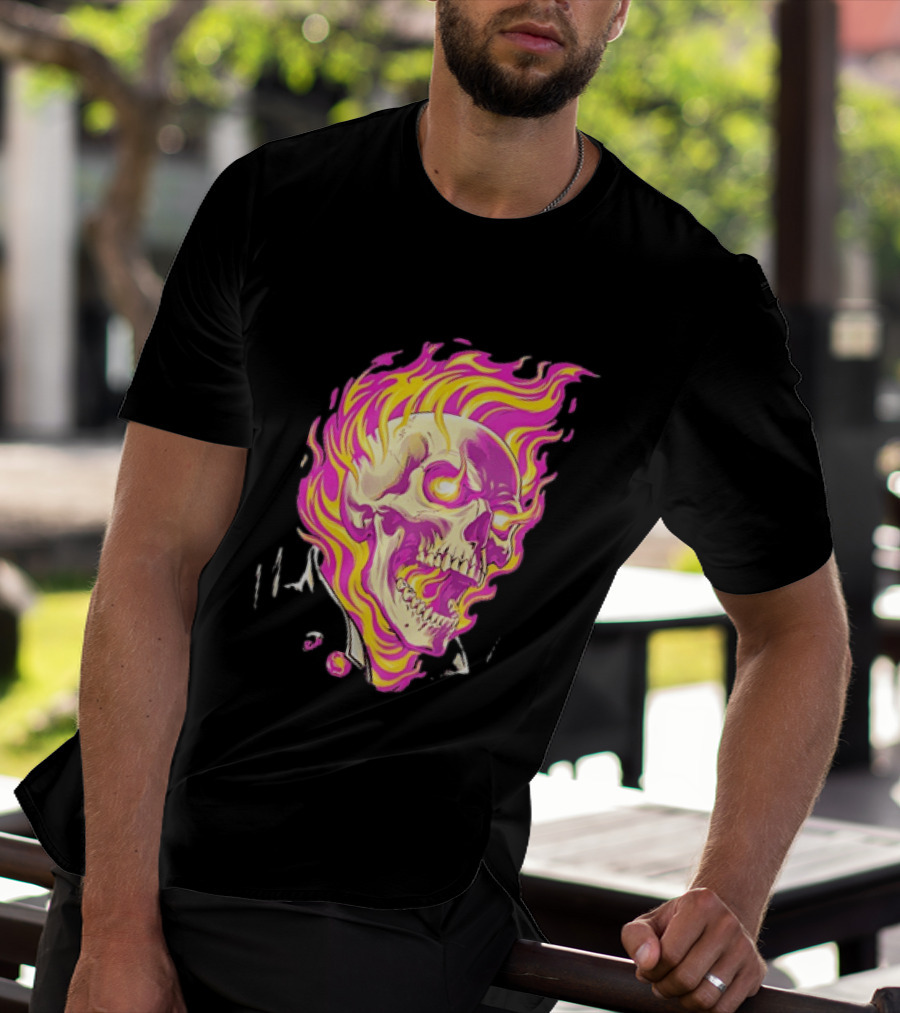 Ghost Rider Flaming Skull Marvel Fire Blaze T-Shirt