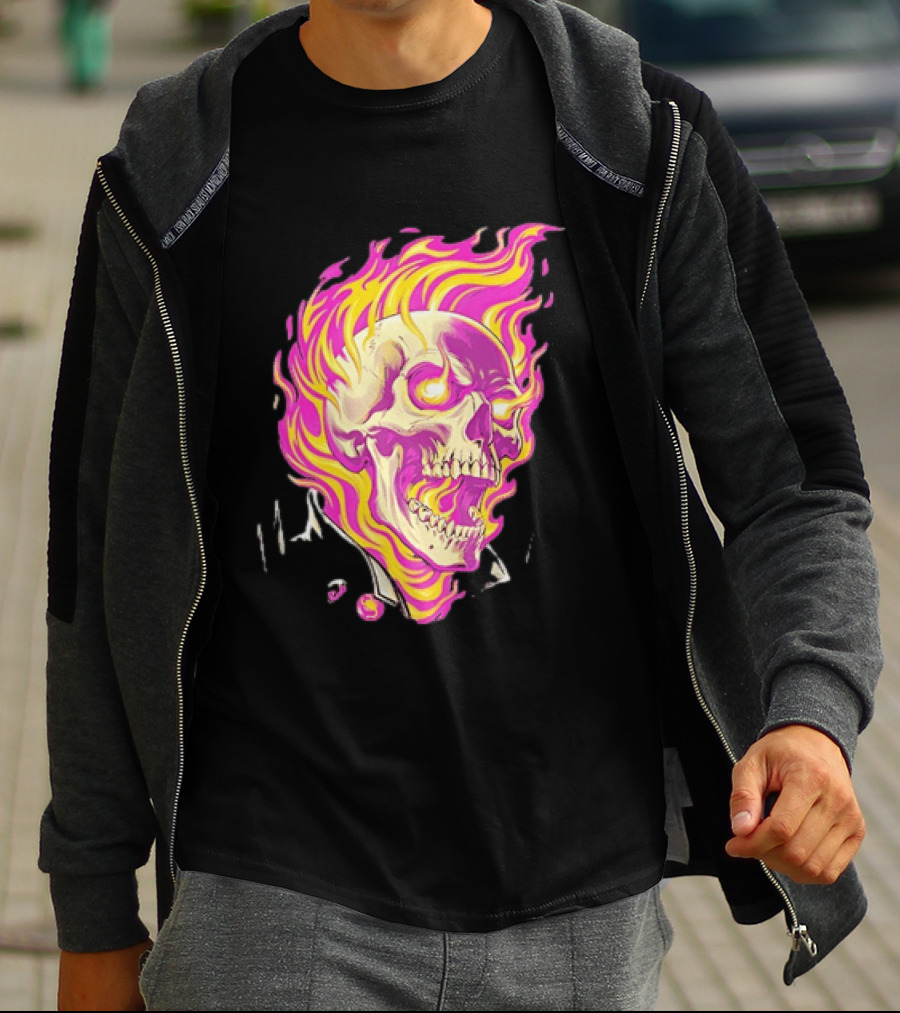 Ghost Rider Flaming Skull Marvel Fire Blaze T-Shirt
