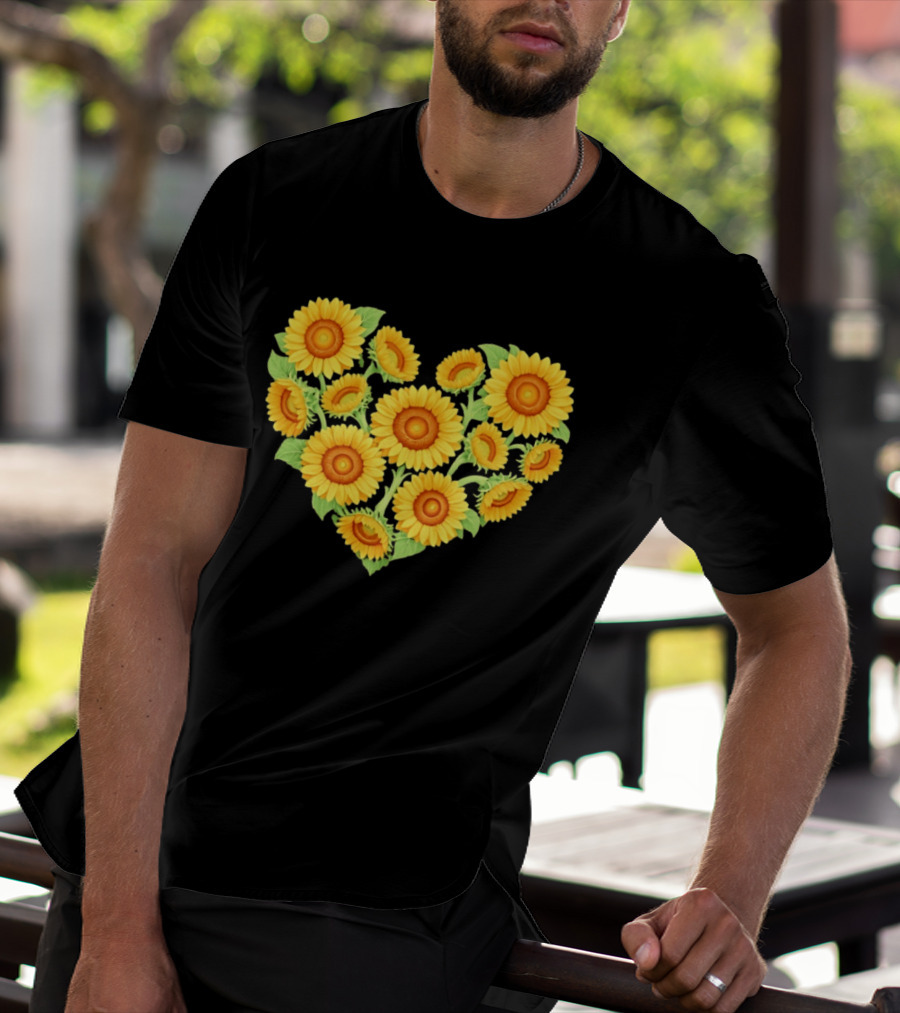 Sunflower Heart Shaped Floral Arrangement Nature T-Shirt