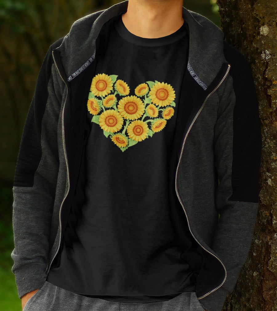 Sunflower Heart Shaped Floral Arrangement Nature T-Shirt