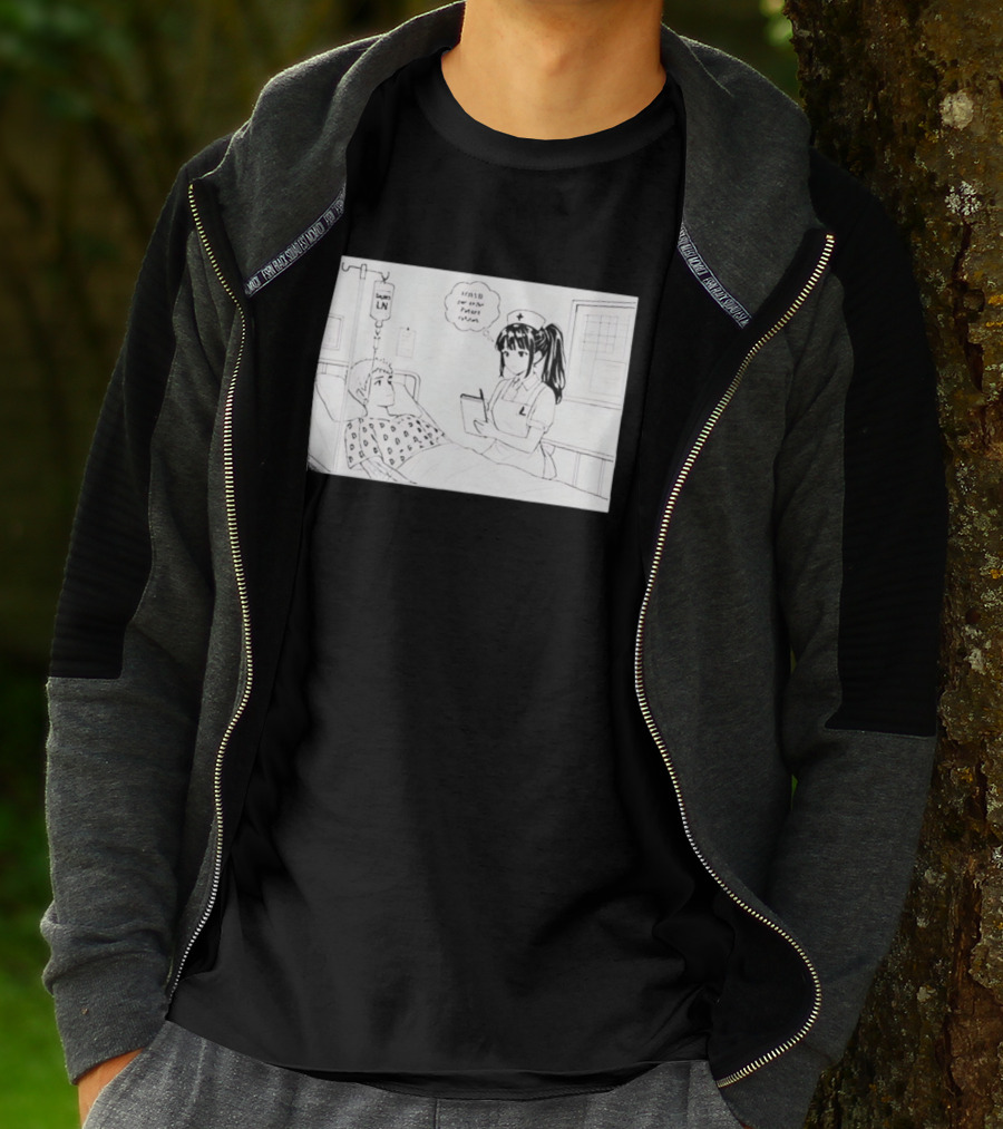 Nurse Manga Style Hospital Scene With Patient And IV Drip T-Shirt