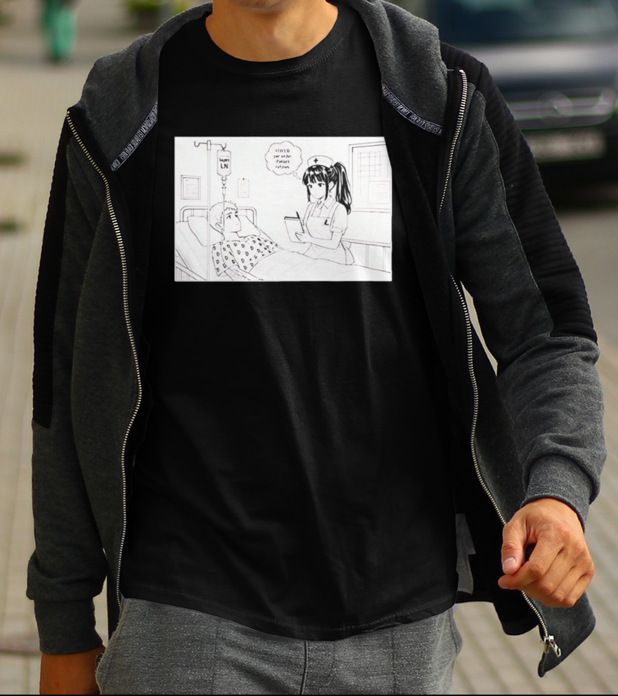 Nurse Manga Style Hospital Scene With Patient And IV Drip T-Shirt