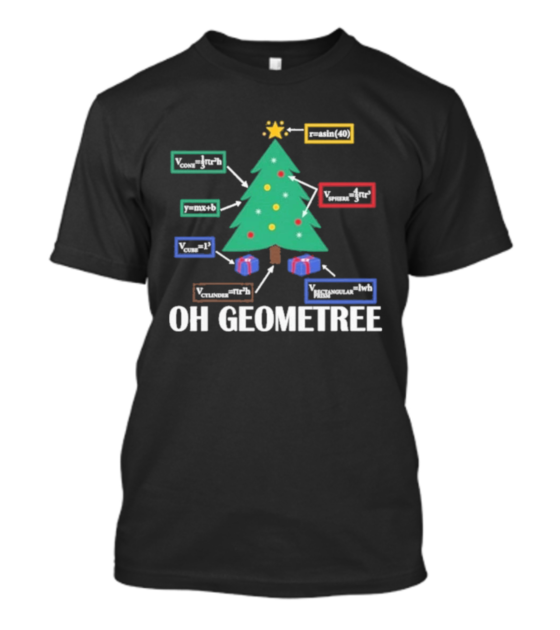 Oh Geometree Christmas Math Teacher Holiday Humor Educational T-Shirt