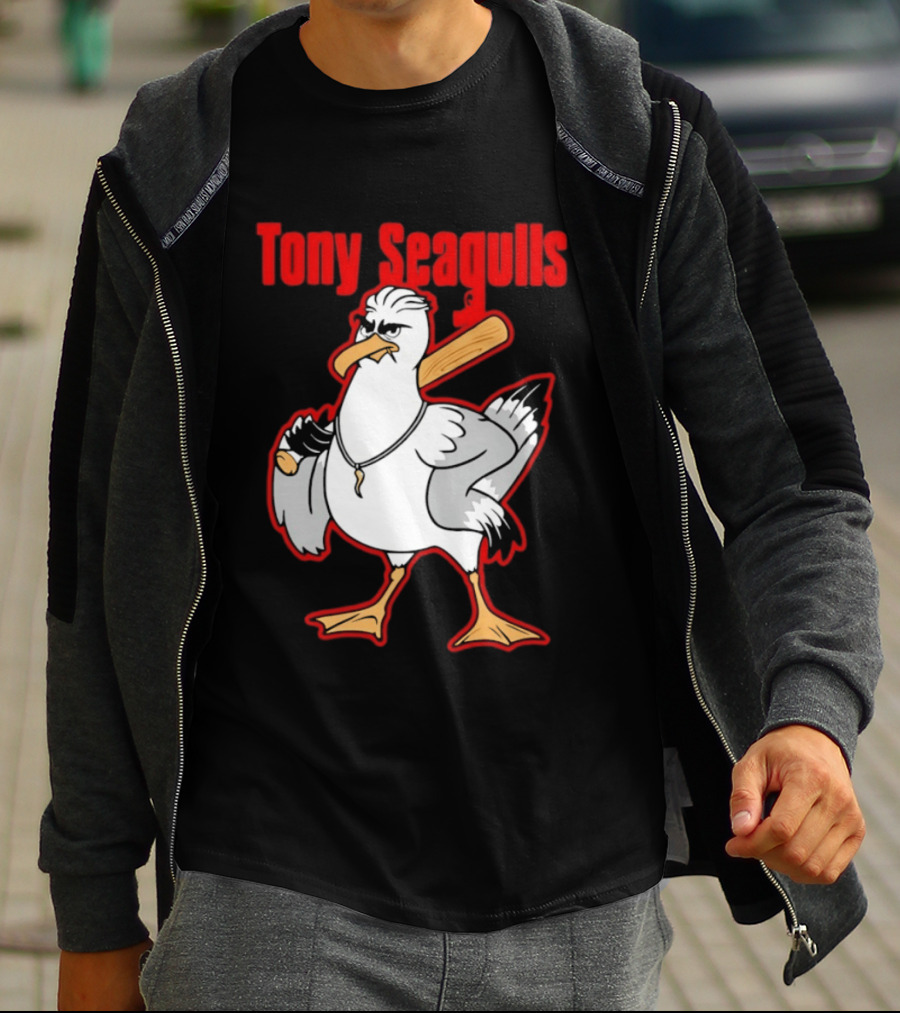 Tony Seagulls Mobster Bird Seagull Mafia T-Shirt