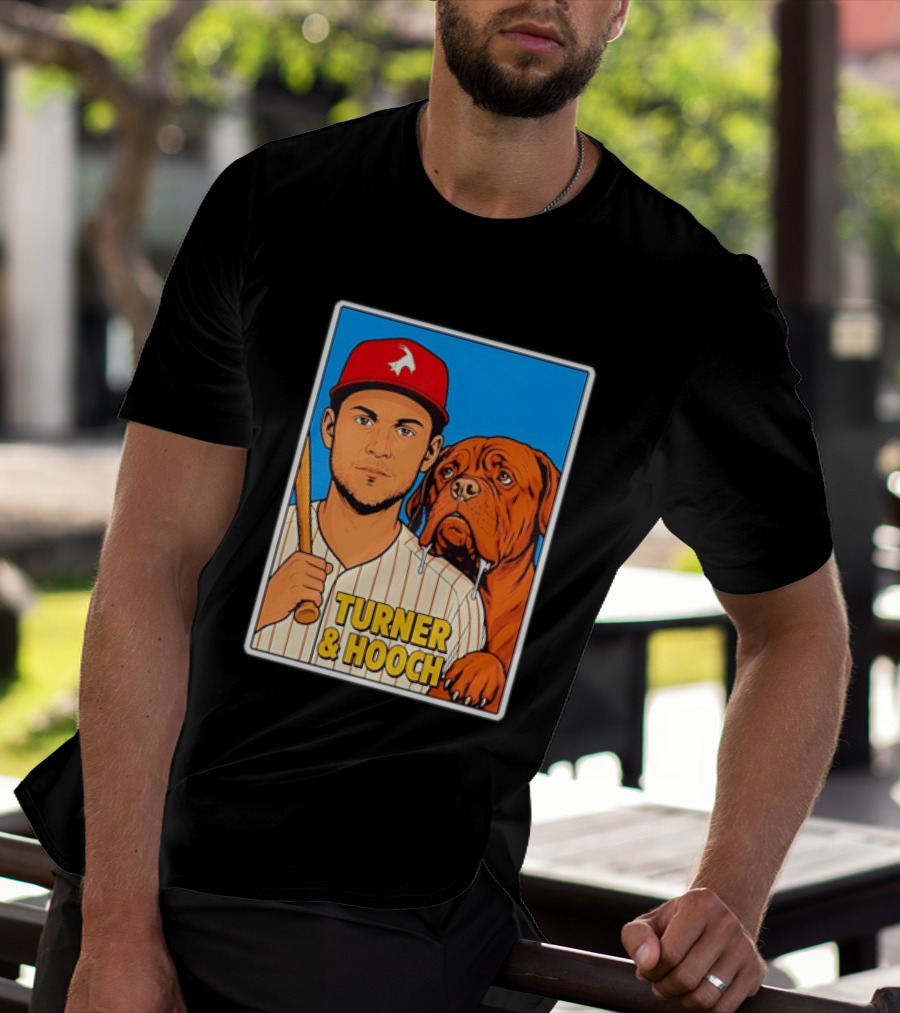 Philadelphia Phillies Trea Turner And Hooch Baseball Retro Illustrated Print T-Shirt