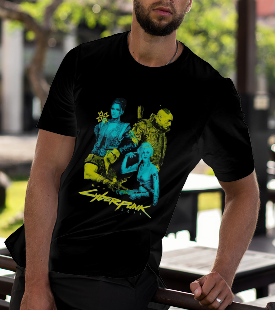 Cyberpunk 2077 Characters And Logo Video Game Merchandise T-Shirt