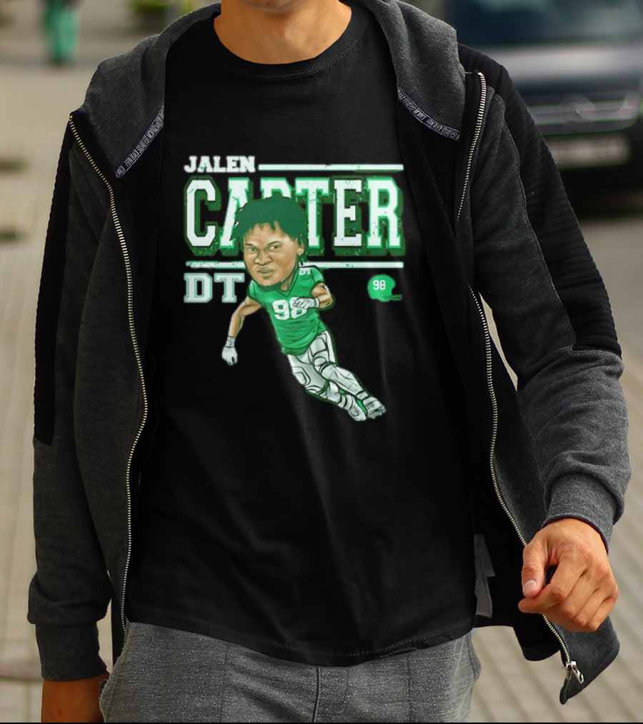 Jalen Carter Philadelphia Eagles DT 98 Caricature Football Player T-Shirt