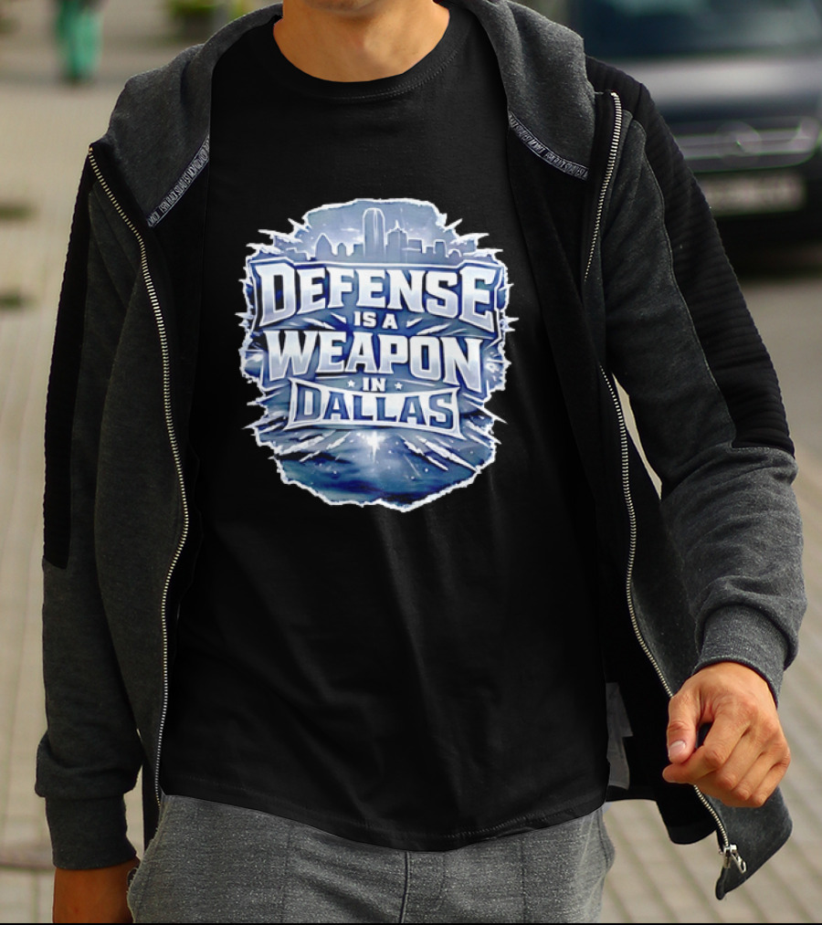 Defense Is A Weapon Dallas Football Skyline T-Shirt