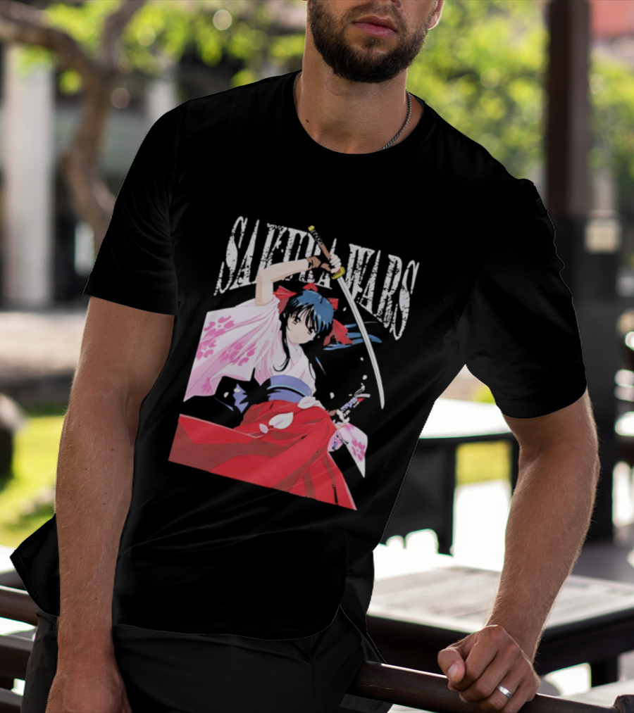 Sakura Wars Distressed Anime Samurai Girl With Katana T-Shirt