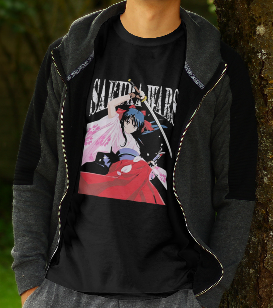 Sakura Wars Distressed Anime Samurai Girl With Katana T-Shirt