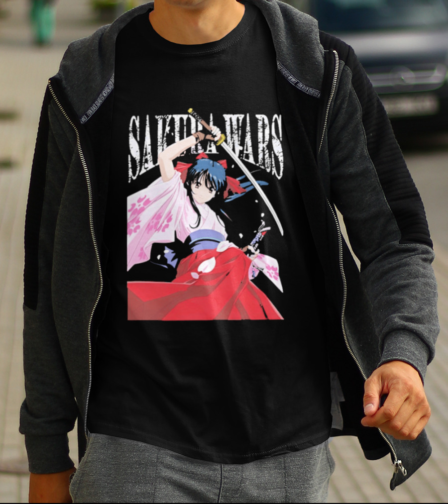 Sakura Wars Distressed Anime Samurai Girl With Katana T-Shirt