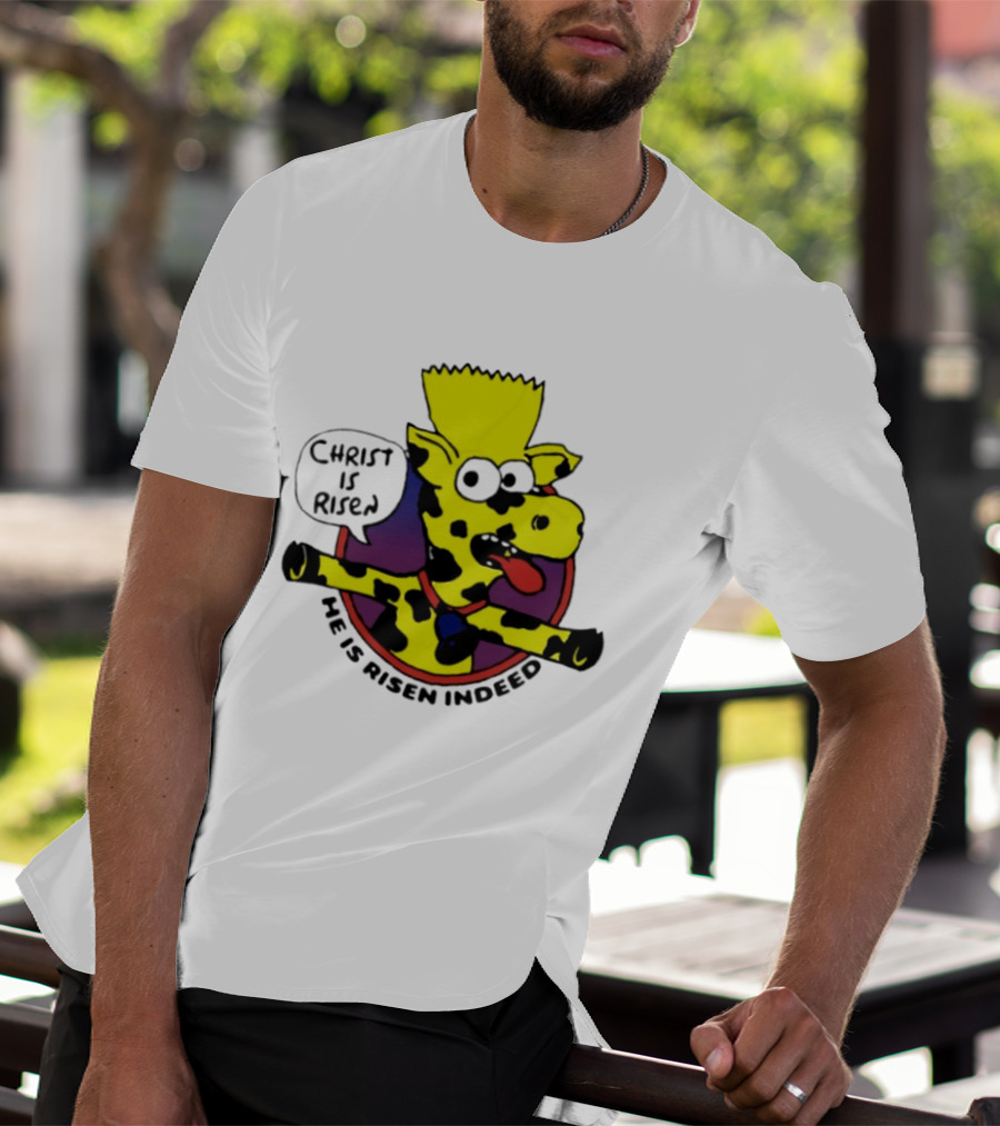 Christ Is Risen He Is Risen Indeed Simpson Cow Cartoon T-Shirt