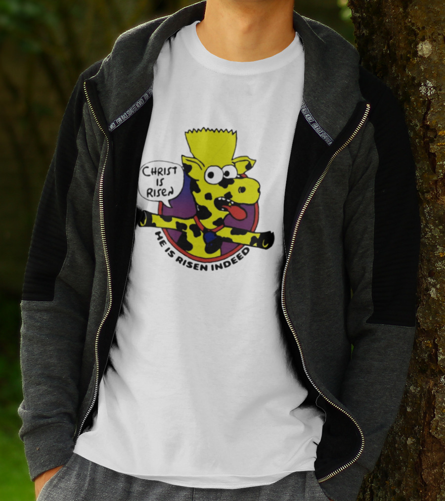 Christ Is Risen He Is Risen Indeed Simpson Cow Cartoon T-Shirt