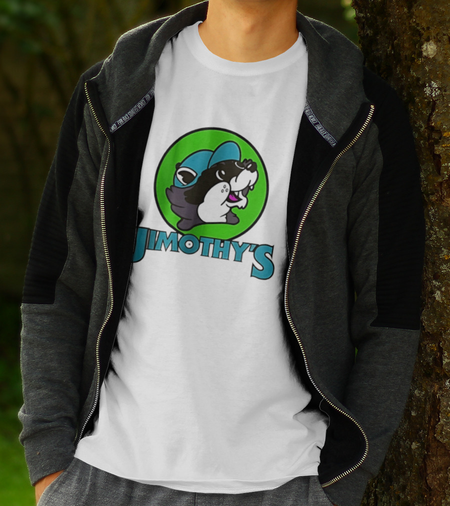 Jimothy's Cartoon Hat Character In Green Circle T-Shirt