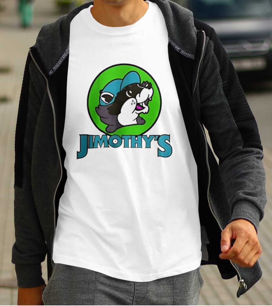 Jimothy's Cartoon Hat Character In Green Circle T-Shirt