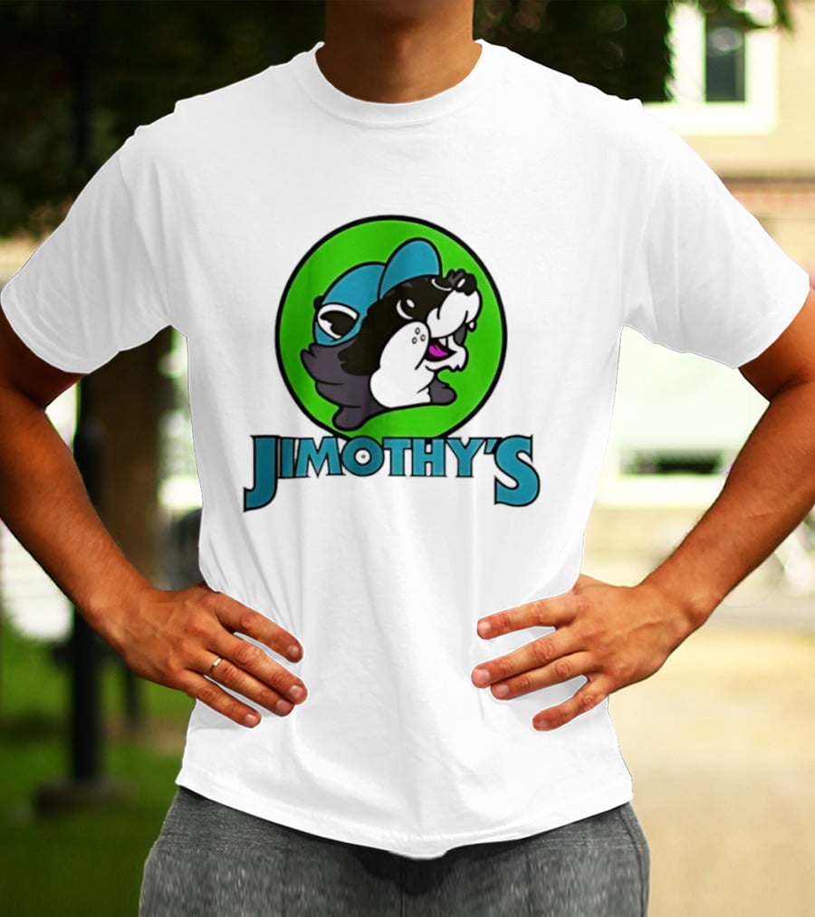 Jimothy's Cartoon Hat Character In Green Circle T-Shirt