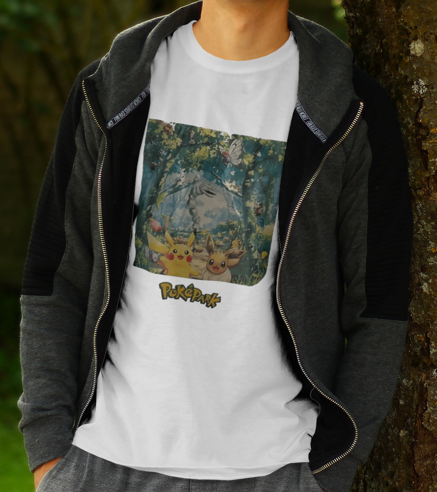Pikachu Eevee PokéPark Kanto Forest Onix Butterfree Scene T-Shirt
