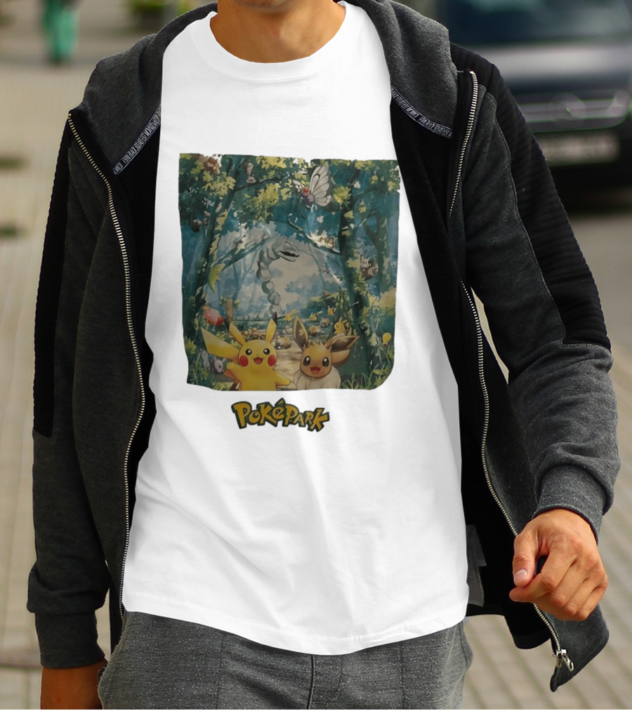 Pikachu Eevee PokéPark Kanto Forest Onix Butterfree Scene T-Shirt