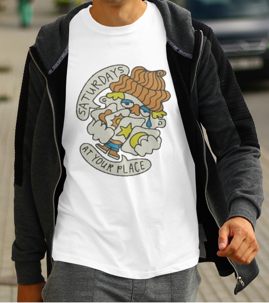 Saturdays At Your Place Cartoon Character With Beanie T-Shirt