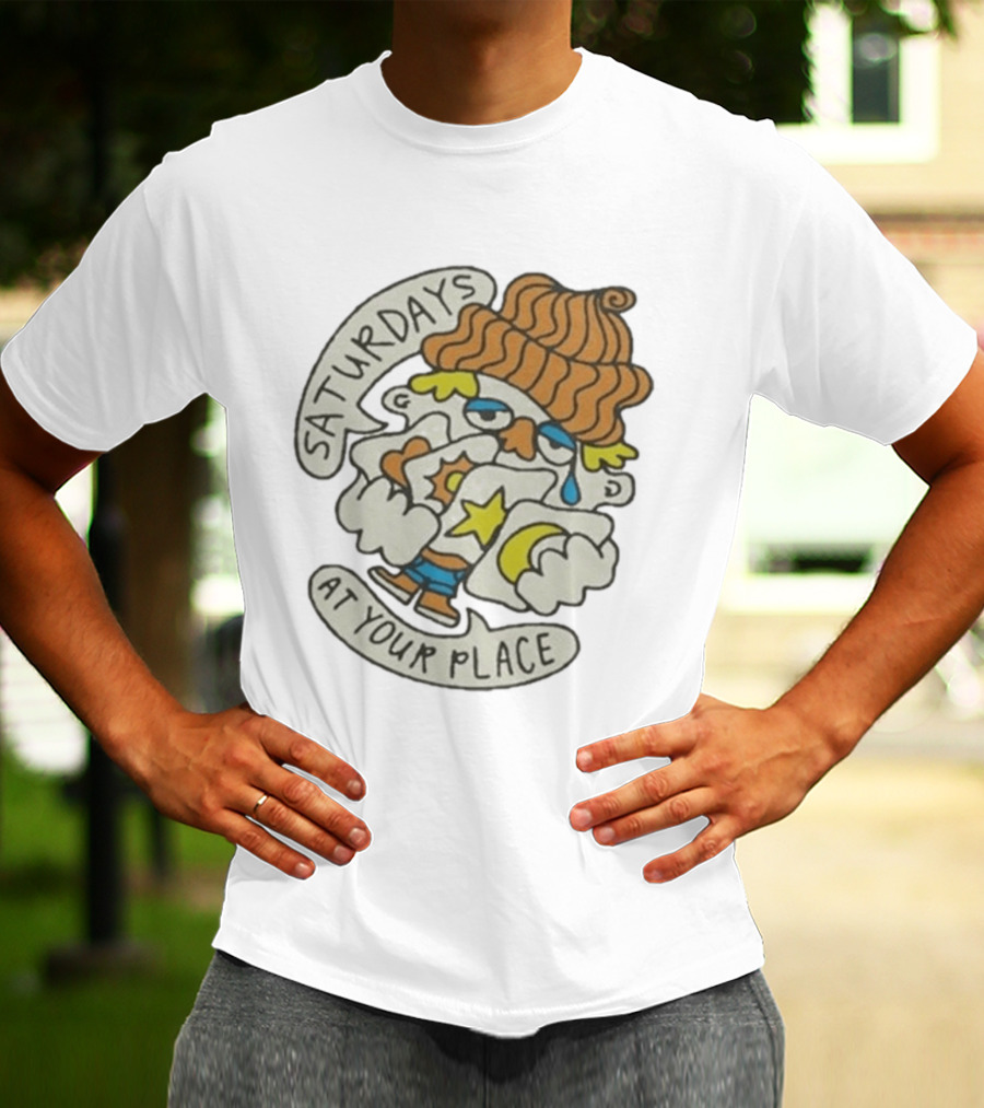 Saturdays At Your Place Cartoon Character With Beanie T-Shirt