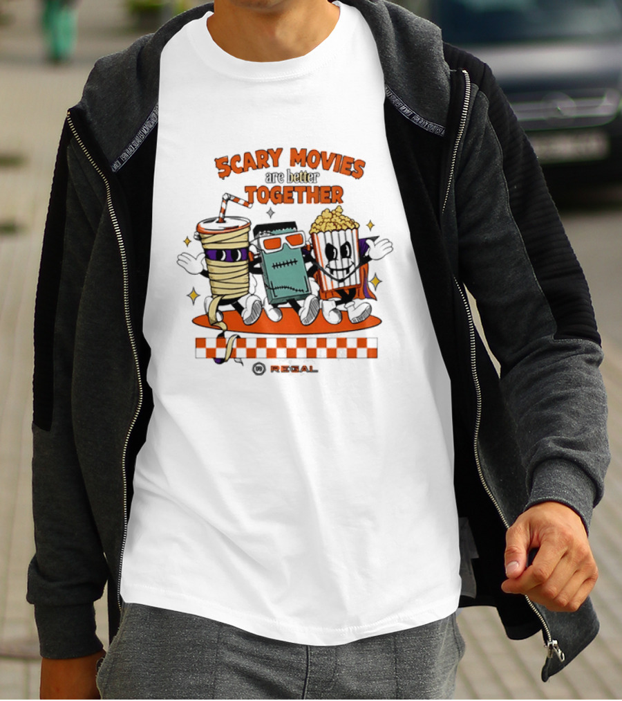 Scary Movies Are Better Together Halloween Snack Monsters Regal T-Shirt