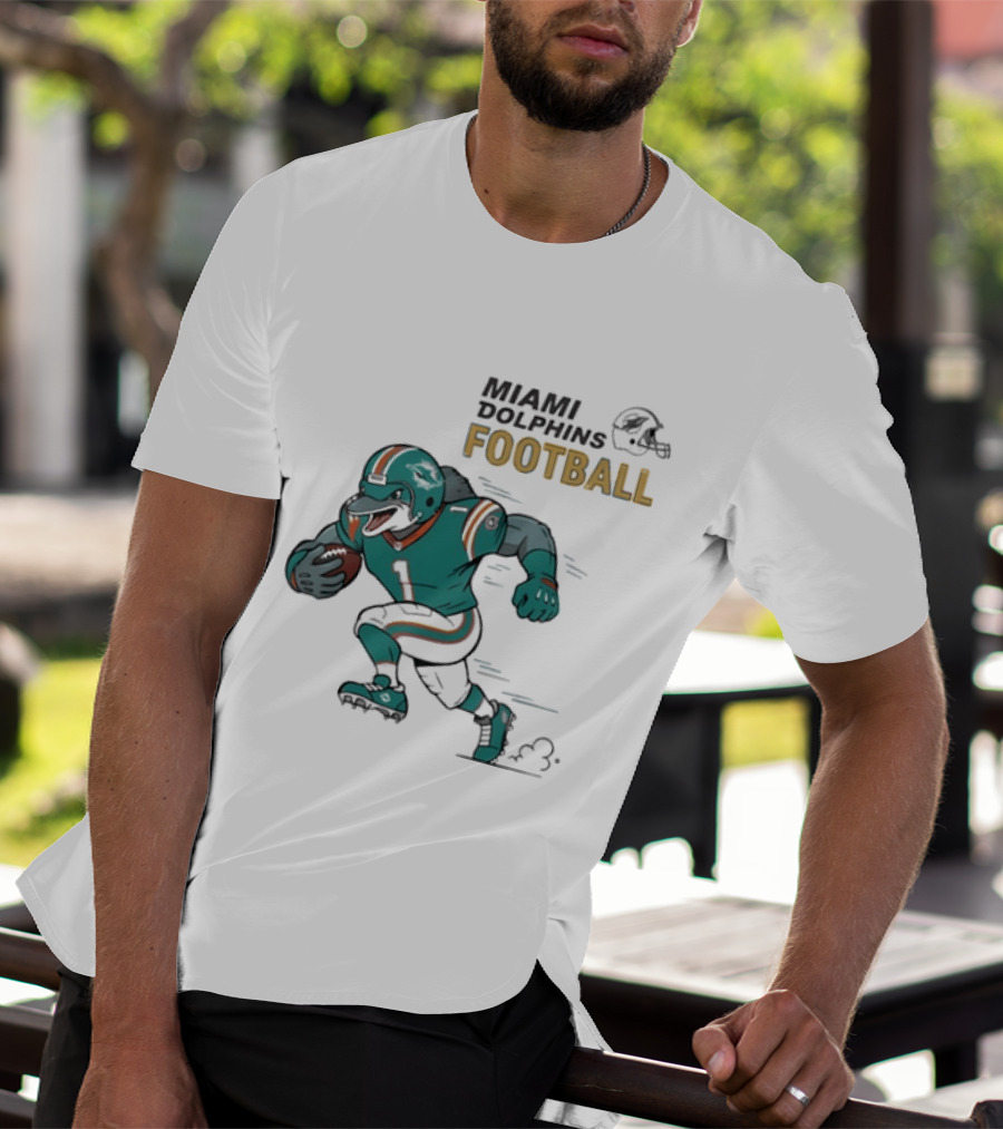 Miami Dolphins Aqua Rush Football Helmet Player T-Shirt