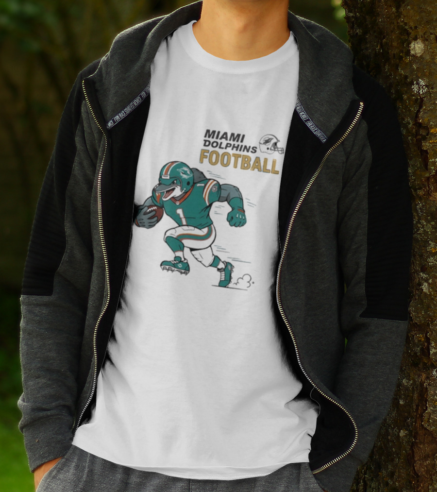 Miami Dolphins Aqua Rush Football Helmet Player T-Shirt