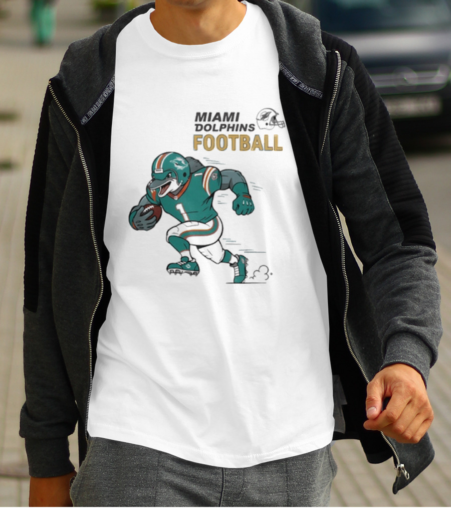 Miami Dolphins Aqua Rush Football Helmet Player T-Shirt