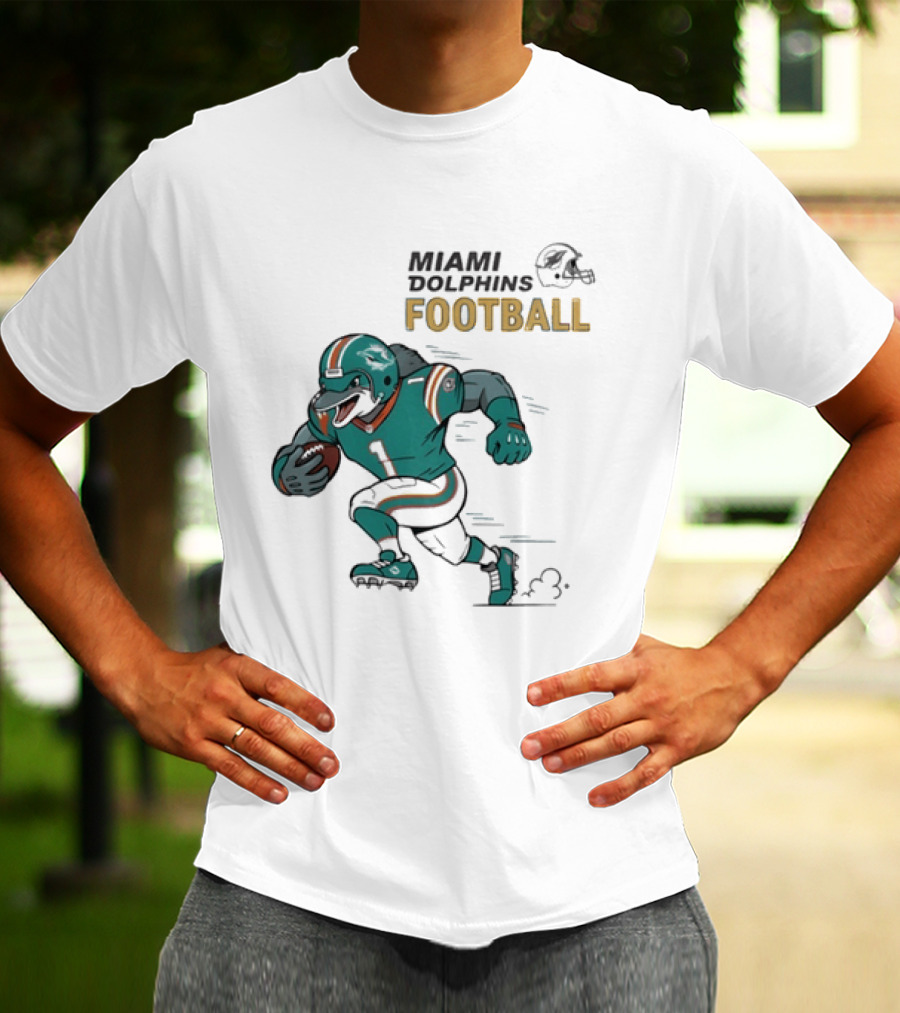Miami Dolphins Aqua Rush Football Helmet Player T-Shirt