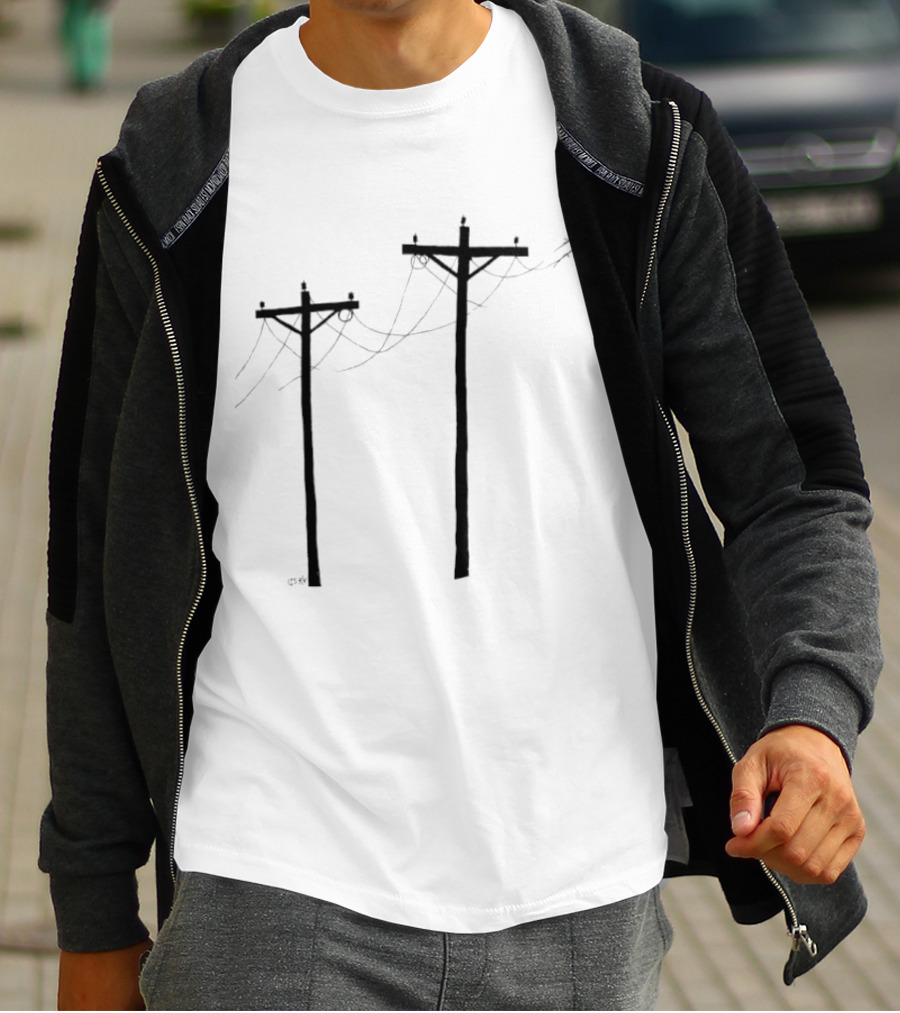 Electric Utility Power Poles 125 Kv With Soft Print T-Shirt