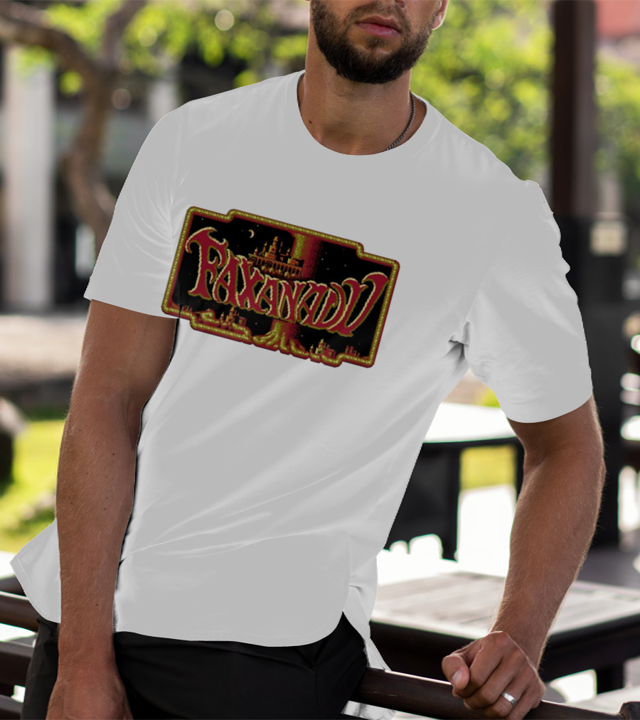 Faxanadu Retro NES Game Pixel Art Castle Moon Night Scene T-Shirt