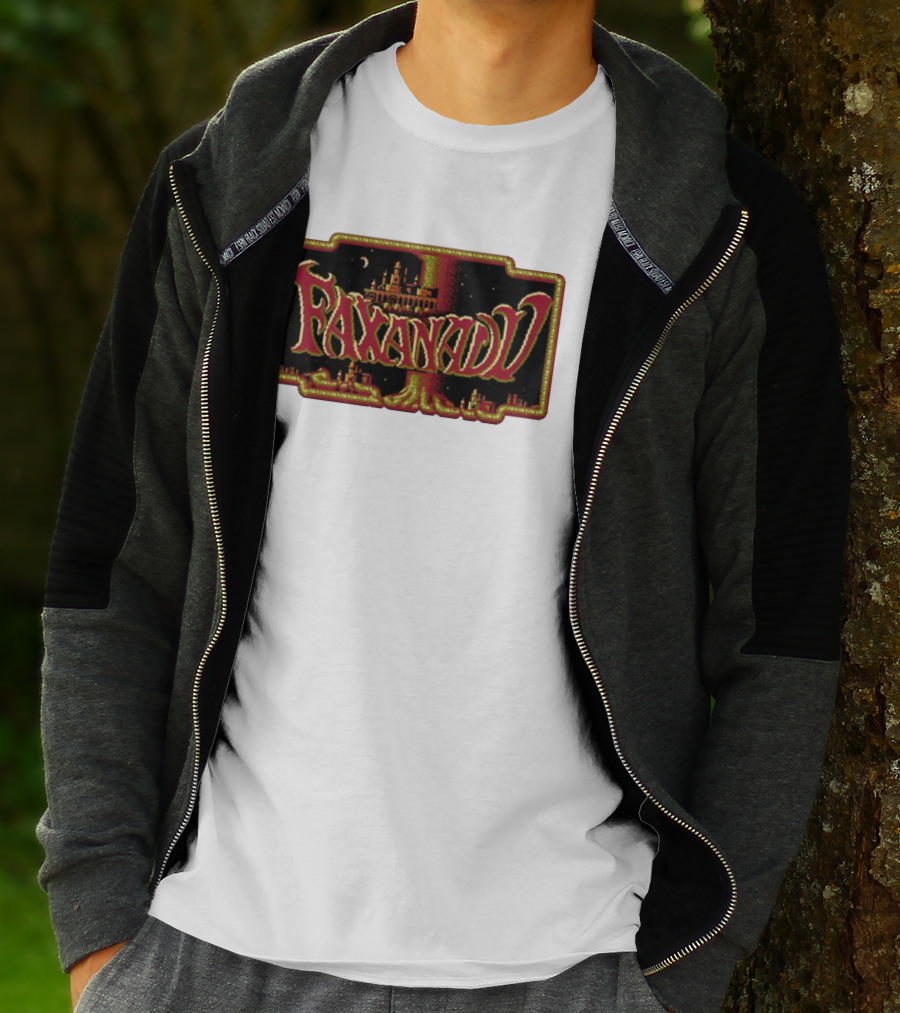 Faxanadu Retro NES Game Pixel Art Castle Moon Night Scene T-Shirt