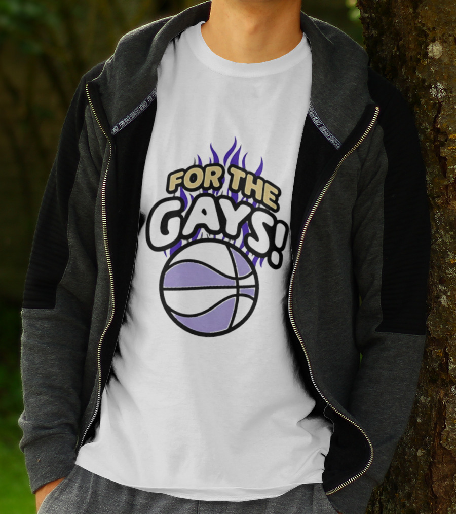 For The Gays Basketball Pride Equality With Flaming Basketball T-Shirt