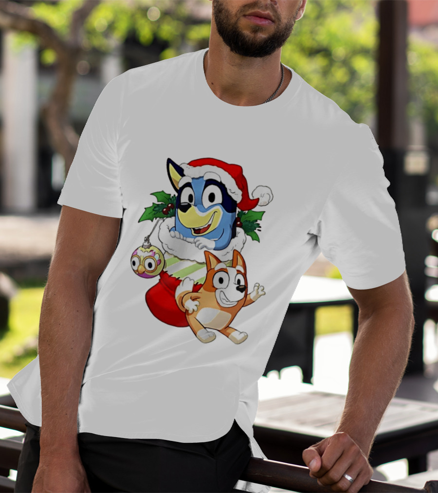 Bluey Christmas Stocking Stuffer Pups Bingo Holiday T-Shirt