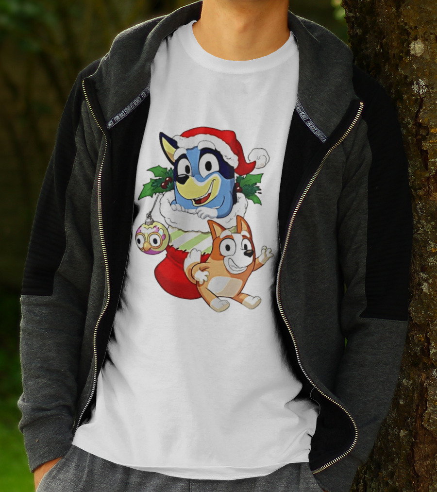 Bluey Christmas Stocking Stuffer Pups Bingo Holiday T-Shirt