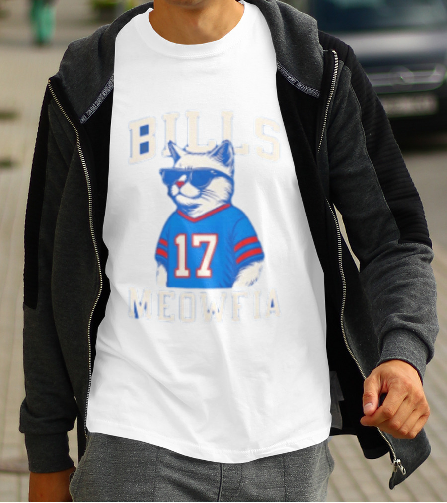 Bills Meowfia Cat 17 Jersey Buffalo Fan Football Sports T-Shirt