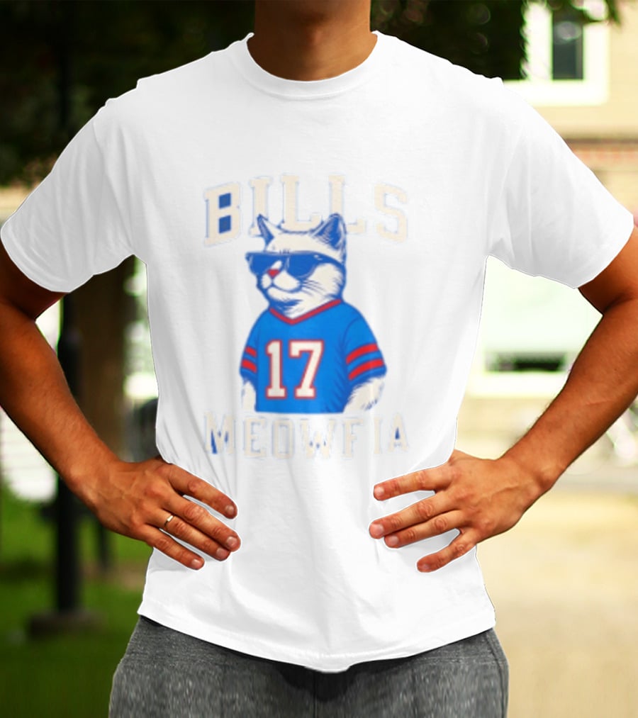 Bills Meowfia Cat 17 Jersey Buffalo Fan Football Sports T-Shirt