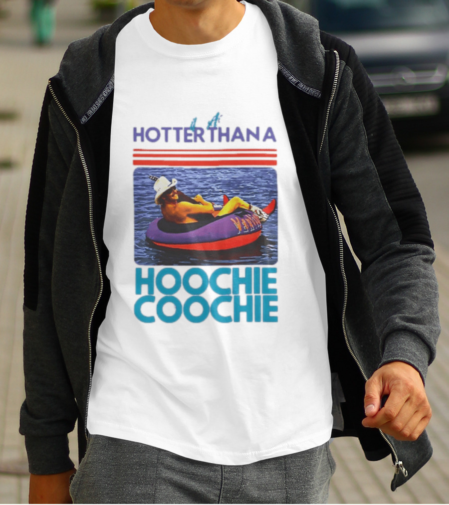 Hotter Than A Hoochie Coochie Lake Float Cowboy Hat T-Shirt