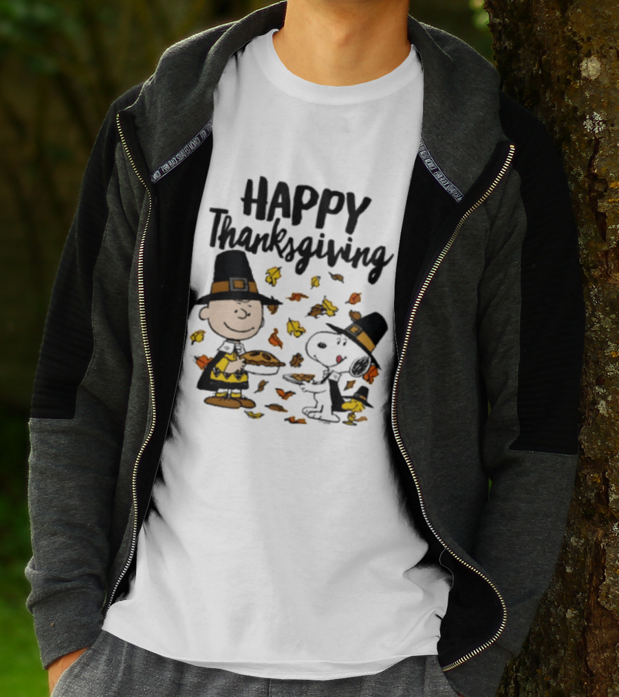 Happy Thanksgiving Peanuts Charlie Brown Snoopy Woodstock T-Shirt