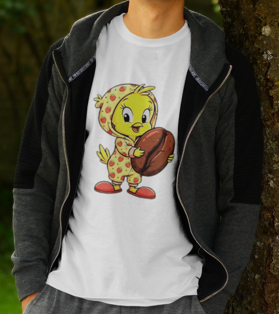 Tweety Coffee I Haven't Lost My Mind Half Of It Just Wandered Off Pajamas With Strawberry Onesie And Coffee Bean T-Shirt