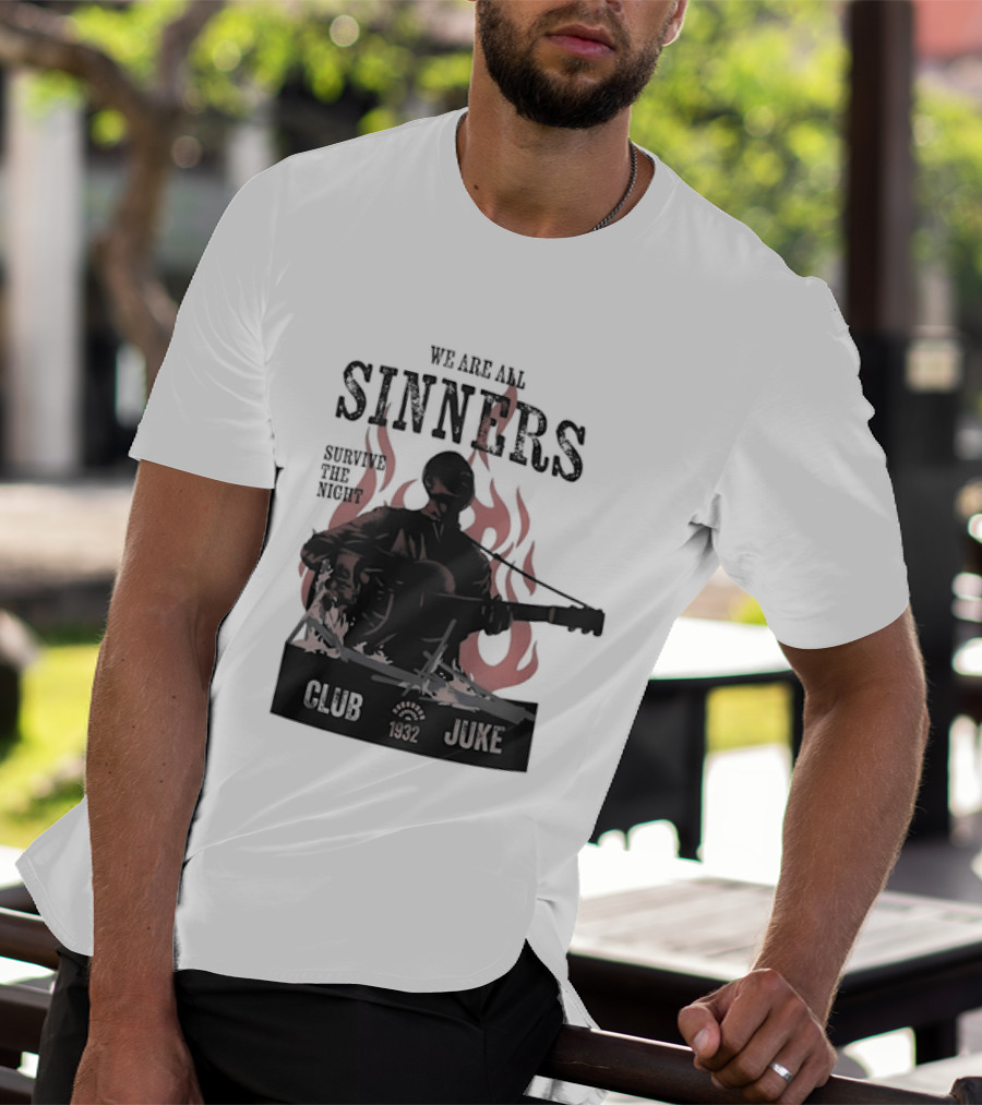 We Are All Sinners Survive The Night Club 1932 Juke Flames Guitar T-Shirt