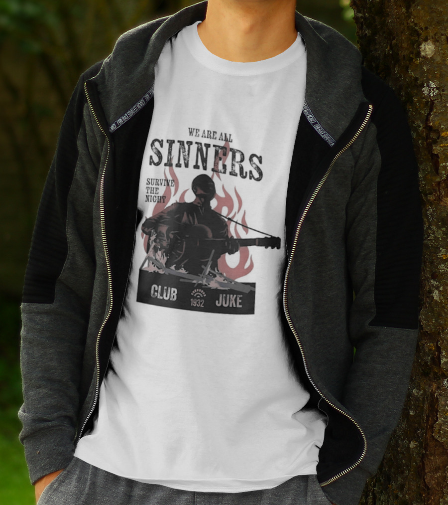 We Are All Sinners Survive The Night Club 1932 Juke Flames Guitar T-Shirt